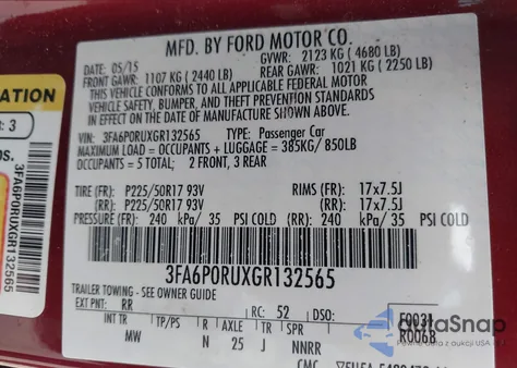 2016 Ford Fusion Hybrid Titanium z USA, uszkodzony, nr VIN 3FA6P0RUXGR132565